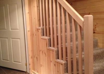 Pine Paneling With Natural Oak Rail and Spindles