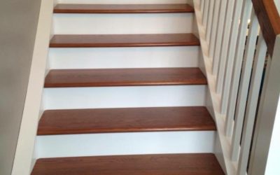 Stained railing/treads with painted risers/stringers ** Before and After